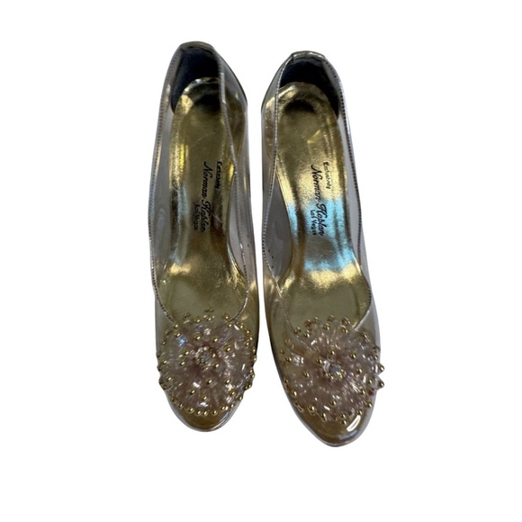 vintage "Exclusively Norman Kaplan Las Vegas" gold leather/ clear vinyl - size 6 - Picture 4 of 4
